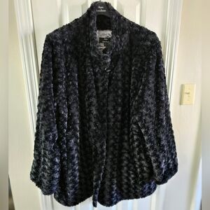 Dennis Basso Womens Elegant Black Faux Fur Coat 3X